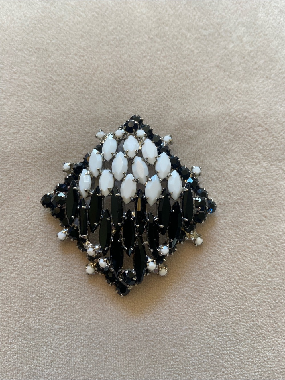 Monochrome Black & White Marquise Cluster Brooch